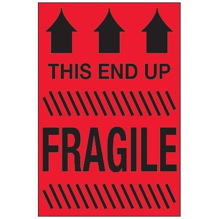 Bsc Preferred 4 x 6'' - ''This End Up - Fragile'' Fluorescent Red Labels BUY00025610